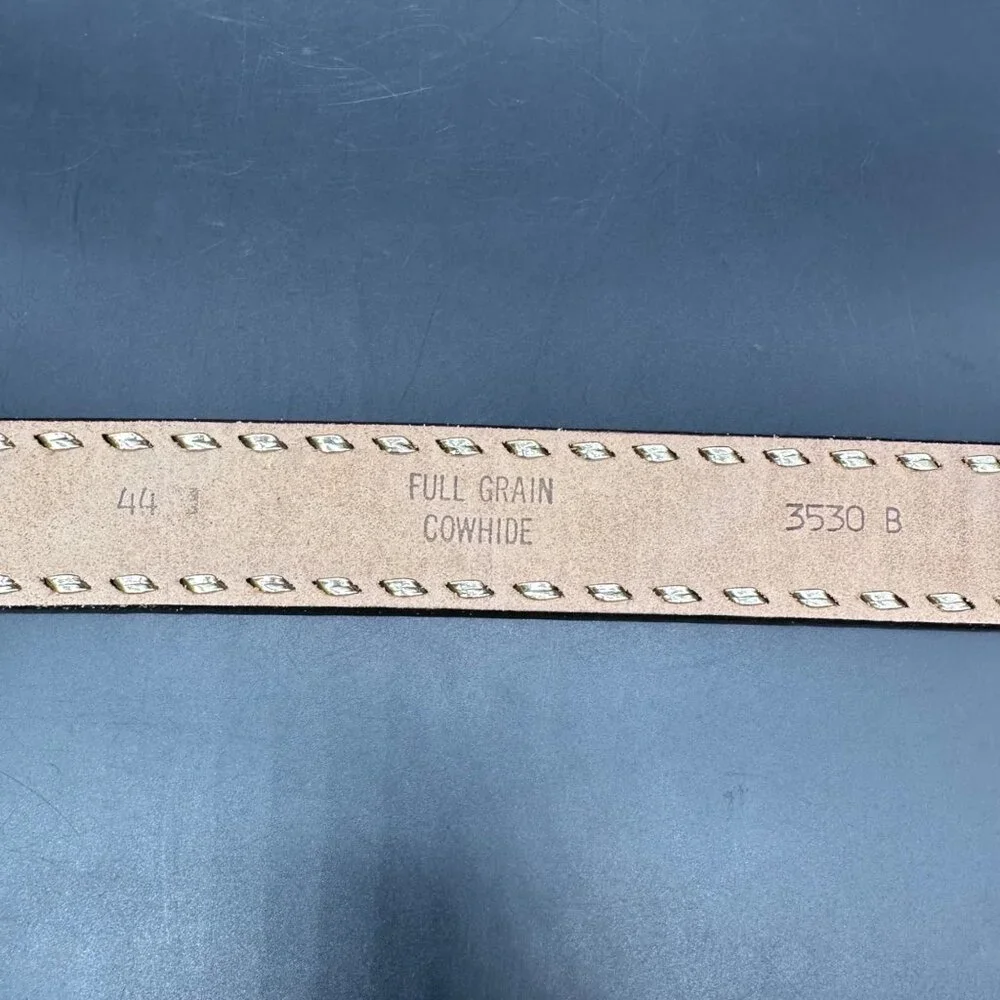 Vintage Leather Belt Eagle Leaf Western Personalized Ron Size 44 Handmade Retro - Picture 6 of 9